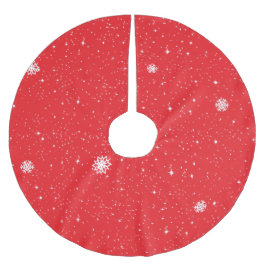 Saia Para Árvore De Natal De Poliéster Flocos de Neve Simples em VERMELHO
