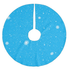 Saia Para Árvore De Natal De Poliéster Flocos de Neve Simples no AZUL