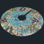 Saia Para Árvore De Natal De Poliéster flor azul-azul-turquesa prateada boêmica<br><div class="desc">decorações de moda de flores azuis e cinzentas da boêmia,  em turquesa prateada e gótica. Os detalhes do design de rotinas são simulados no trabalho de arte. Não serão utilizadas rochas reais no fazer deste produto.</div>