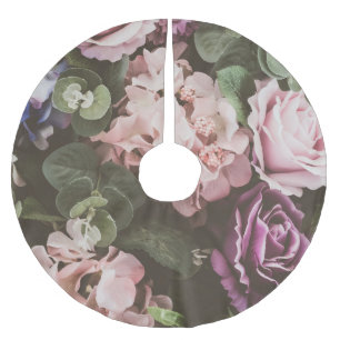 Saia Para Árvore De Natal De Poliéster Flor de buquê, filtro de safra, belo grupo de trás