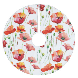 Saia Para Árvore De Natal De Poliéster Flor De Papoila: Simples Fundo Sem Olhos.