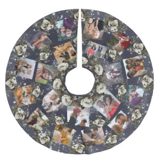 Saia Para Árvore De Natal De Poliéster Floral do Jardim de Inverno da Colagem de Fotos da