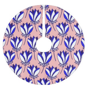 Saia Para Árvore De Natal De Poliéster Floral Simétrico: Padrão Colorido da Vintagem