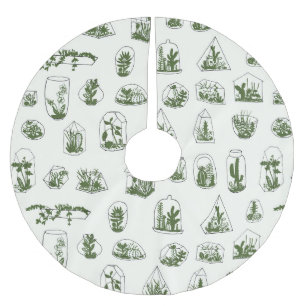 Saia Para Árvore De Natal De Poliéster Florário Suculente: Design Geométrico de Vintage.