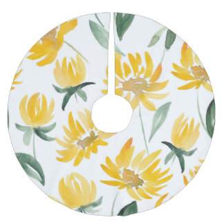 Saia Para Árvore De Natal De Poliéster Flores Amarelas Pão-de-Verão