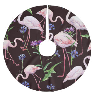 Saia Para Árvore De Natal De Poliéster Flores de aquarela e padrão de flores selvagens.