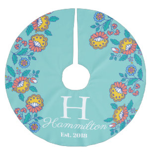 Saia Para Árvore De Natal De Poliéster Flores de Folhas Nórdicas   Personalizado