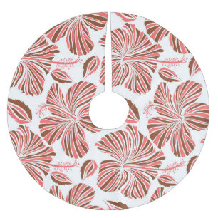 Saia Para Árvore De Natal De Poliéster Flores de hibisco havaianas: estilo tropical marro