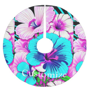 Saia Para Árvore De Natal De Poliéster Flores de Hibisco Multicoloridas Thunder_Cove