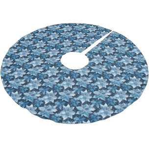 Saia Para Árvore De Natal De Poliéster Flores de Inverno de azulejo azul Escovado