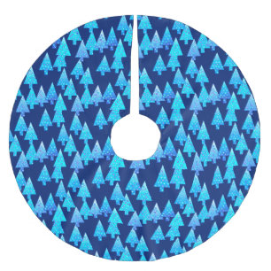 Saia Para Árvore De Natal De Poliéster Flores de Natal modernas - azul de cobalto