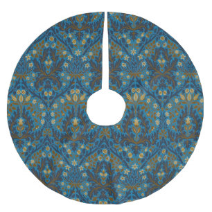 Saia Para Árvore De Natal De Poliéster Flores de Outono em Azul Turquesa Vintage William