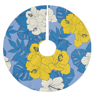 Saia Para Árvore De Natal De Poliéster Flores e folhas de hibisco