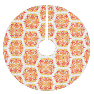 Saia Para Árvore De Natal De Poliéster Flores Laranja, Padrão De Flores, Padrão Floral