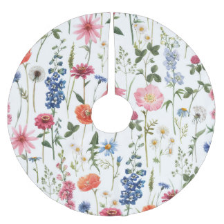 Saia Para Árvore De Natal De Poliéster Flores silvestres de verão, padrão sem costura de