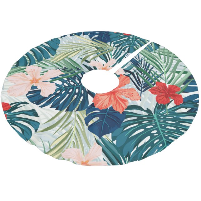 Saia Para Árvore De Natal De Poliéster Flores tropicais (Inclinado)