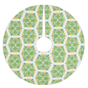Saia Para Árvore De Natal De Poliéster Flores Verdes, Padrão De Flores, Padrão Floral