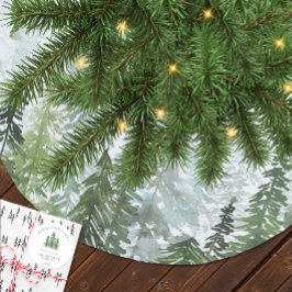Saia Para Árvore De Natal De Poliéster Floresta de Pinheiros Aquarela