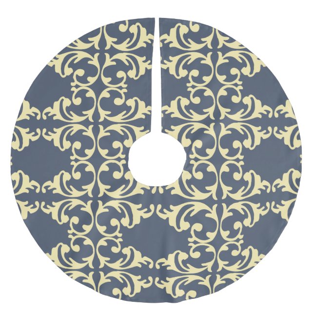 Saia Para Árvore De Natal De Poliéster Florish Azul-Amarelo (Frente)