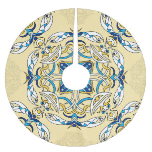 Saia Para Árvore De Natal De Poliéster Folchwork Arabic Floral Textura Vintage