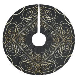 Saia Para Árvore De Natal De Poliéster Folha de Ouro Elegante Olhar Filigrana Escroque Pr