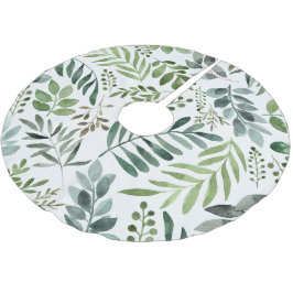 Saia Para Árvore De Natal De Poliéster Folhas Botânicas De Aquarela Elegante