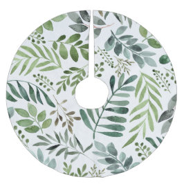 Saia Para Árvore De Natal De Poliéster Folhas Botânicas De Aquarela Elegante