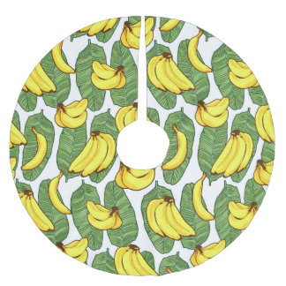 Saia Para Árvore De Natal De Poliéster Folhas de Banana: Padrão de Fruta Tropical