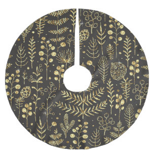 Saia Para Árvore De Natal De Poliéster Folhas de Feriado: Padrão de Cone de Pinho de Vint