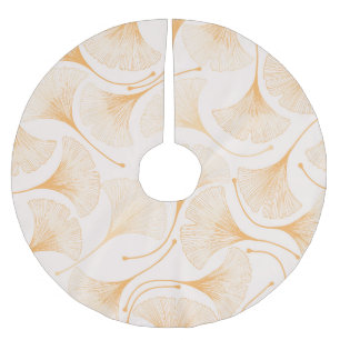 Saia Para Árvore De Natal De Poliéster Folhas de Ginkgo: Padrão Floral Invisível.