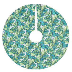 Saia Para Árvore De Natal De Poliéster Folhas de Monstera Tropical e Azul-Banana