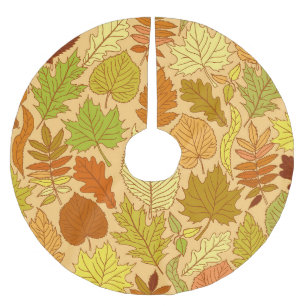 Saia Para Árvore De Natal De Poliéster Folhas de outono: impressão de tecido sem costura