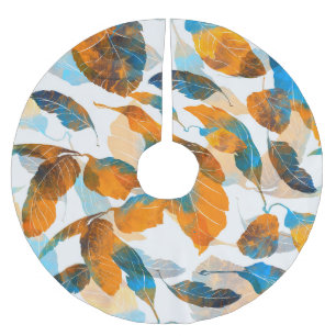 Saia Para Árvore De Natal De Poliéster Folhas de silhueta: aquarela, prato digital sem co