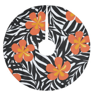 Saia Para Árvore De Natal De Poliéster Folhas tropicais de palma, estilo vintage applique