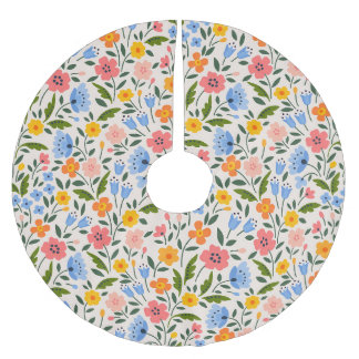 Saia Para Árvore De Natal De Poliéster Folk Floral: Pequenos Padrões Coloridos