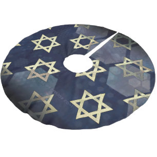 Saia Para Árvore De Natal De Poliéster Forte vibe de Hanukkah da SlipperyJoe's Estrela de