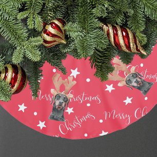 Saia Para Árvore De Natal De Poliéster Foto de Cão Cortada Pet Red Personalizado Natal
