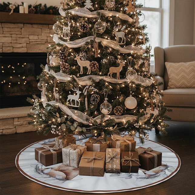 Saia Para Árvore De Natal De Poliéster Fox e feriado de neve (Criador carregado)