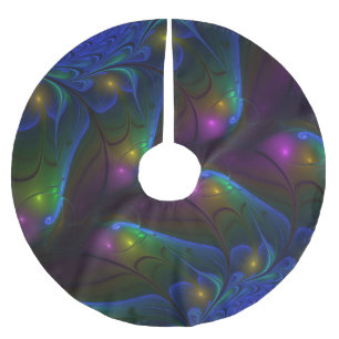 Saia Para Árvore De Natal De Poliéster Fractal Abstrato de Disquete Moderno e Luminoso Co