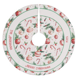 Saia Para Árvore De Natal De Poliéster Fresco Vermelho Rosa Bonito