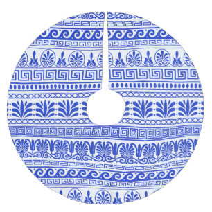 Saia Para Árvore De Natal De Poliéster Frete Grego, Padrão Mediterrânico, Azul