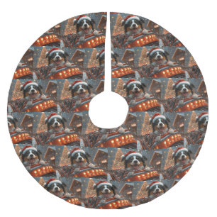 Saia Para Árvore De Natal De Poliéster Fronteira Cachorro Cachorro Porta copos Natal