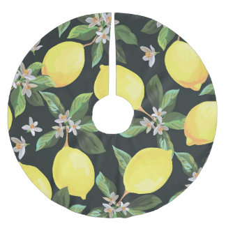 Saia Para Árvore De Natal De Poliéster Fruta de limão: Design de padrão sem costura