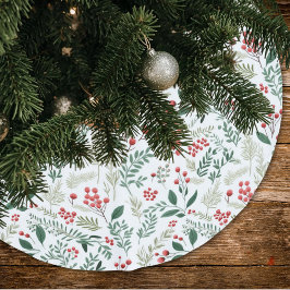 Saia Para Árvore De Natal De Poliéster Frutas Vermelhas de Azevinho Elegantes
