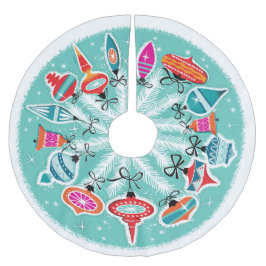 Saia Para Árvore De Natal De Poliéster Fundo Aqua de Ornamentos Retroativos