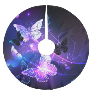 Saia Para Árvore De Natal De Poliéster Fundo com Borboletas Noturnas