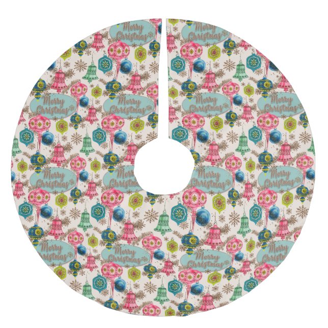 Saia Para Árvore De Natal De Poliéster Funky Bright Retro Natal (Frente)