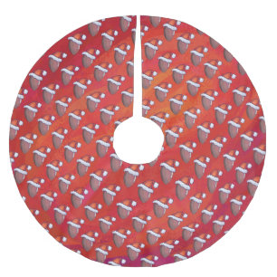 Saia Para Árvore De Natal De Poliéster Futebol em Santa Hat em Vermelho