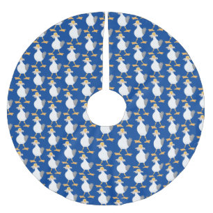 Saia Para Árvore De Natal De Poliéster Gaivota engraçada com desenho francês