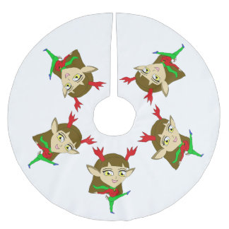 Saia Para Árvore De Natal De Poliéster garota chibi dançando rena